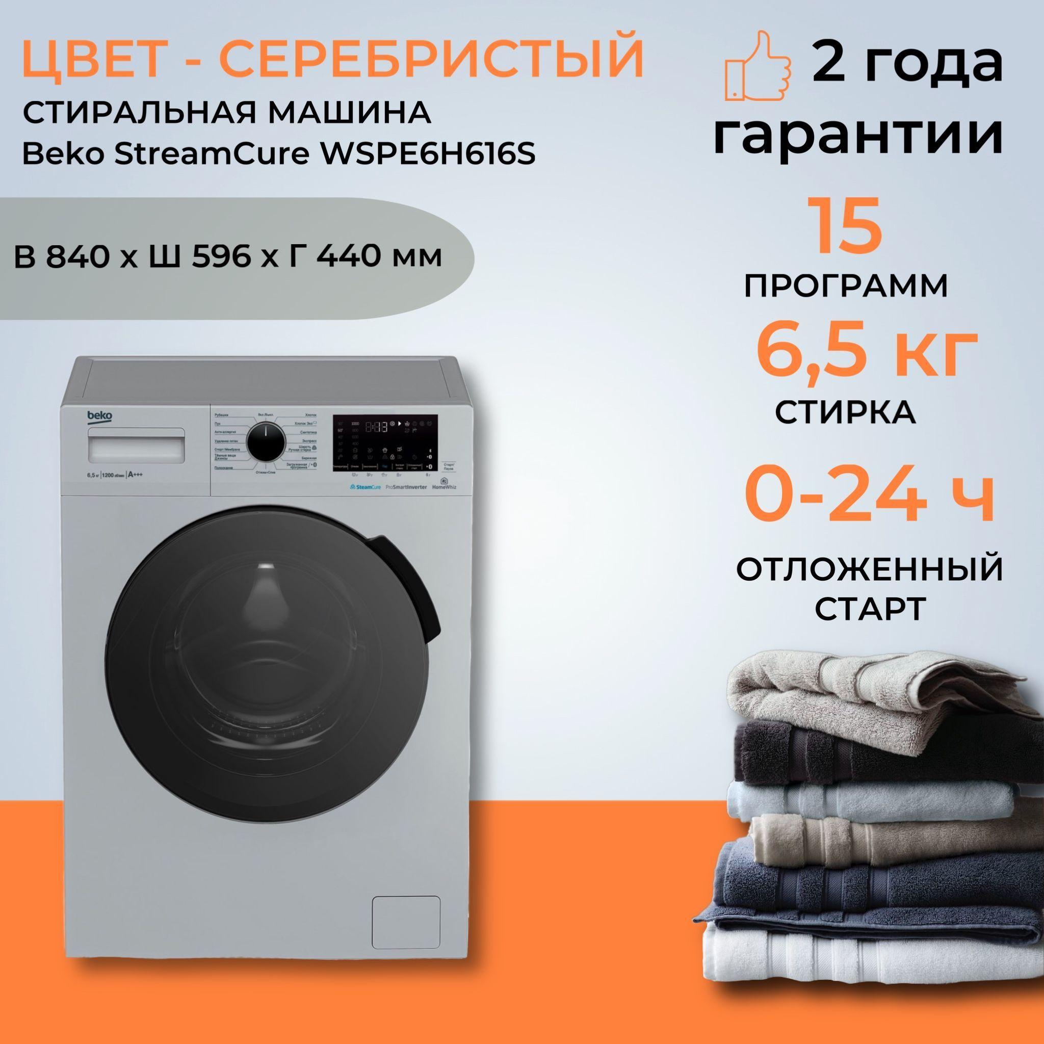 Стиральная машина Beko WSPE6H616S (Цвет: Silver)