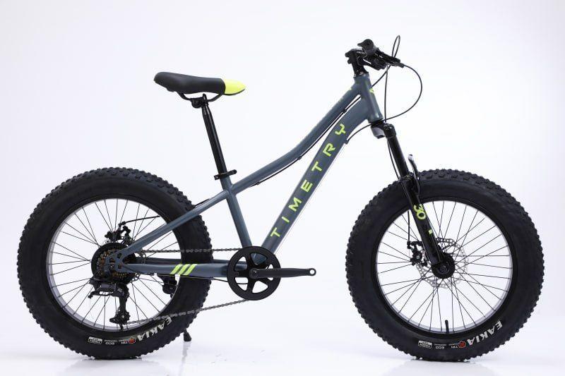 Велосипед фэтбайк Fatbike Timetry TT066/7s 20" Детский Подростковый, серо-черно-зеленый