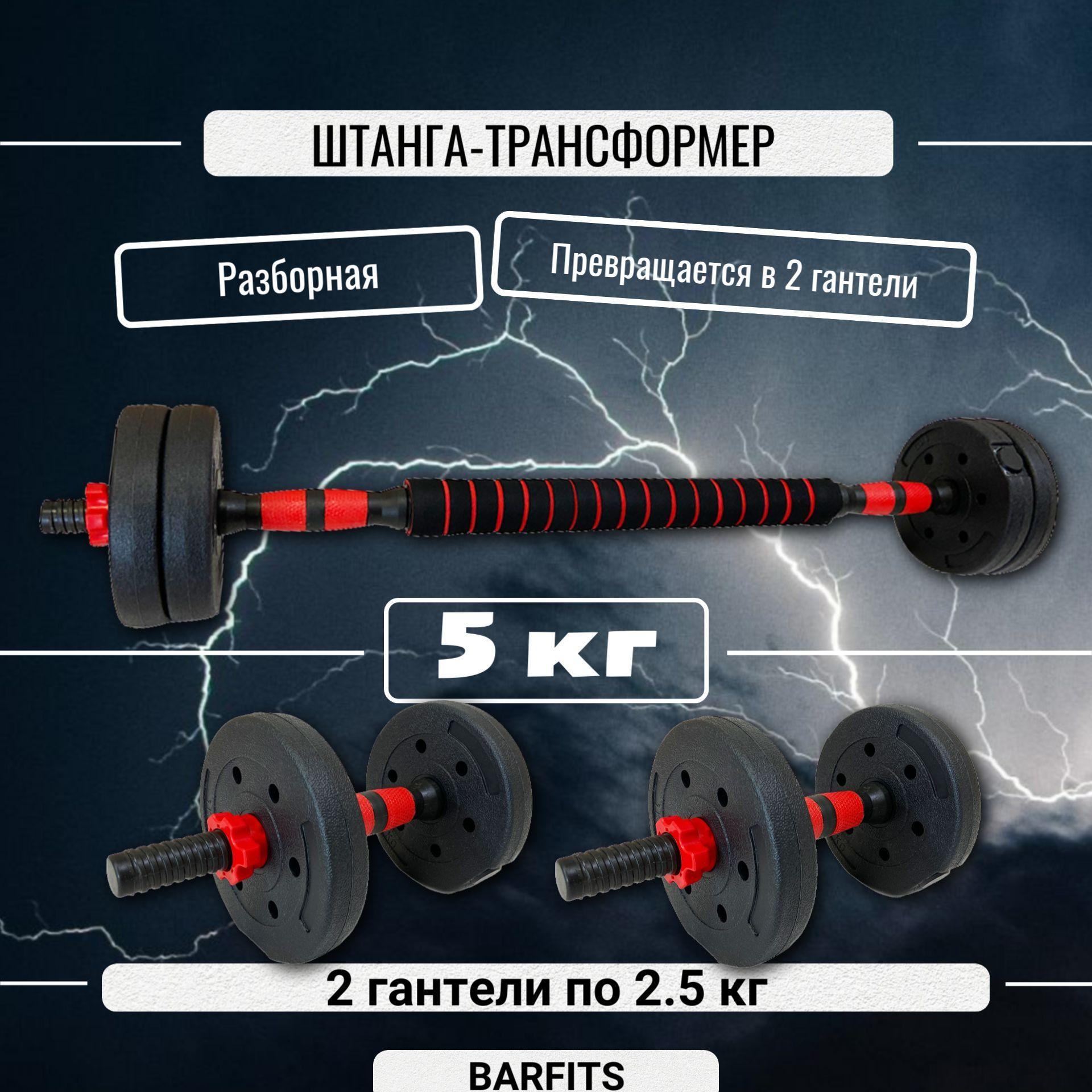 Штанга-конструктор разборная 5кг (штанга 5кг или 2 гантели по 2,5кг)