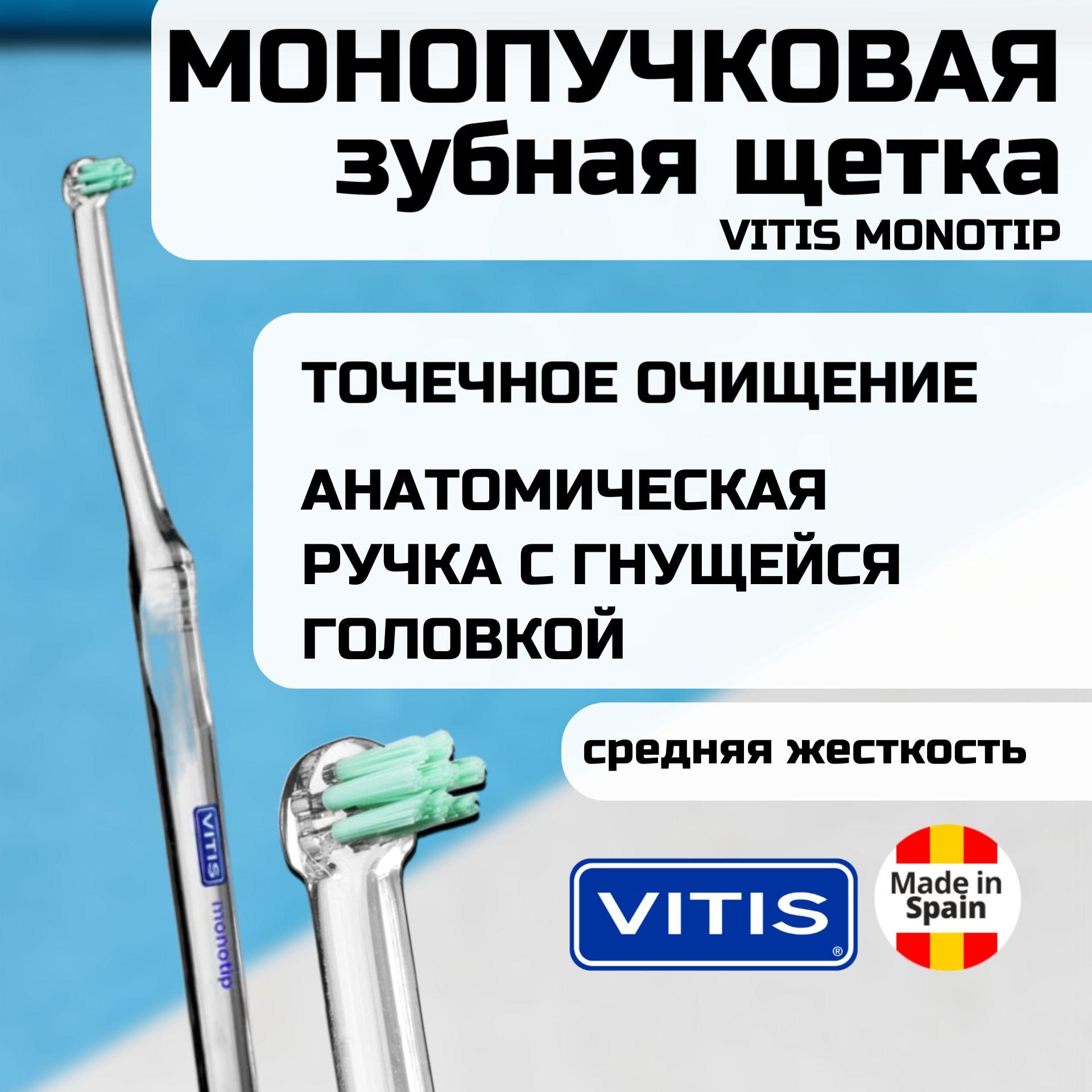 Монопучковая зубная щетка Vitis Monotip для брекетов имплантов