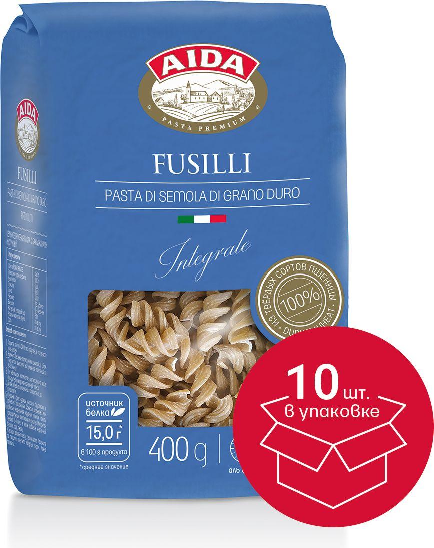 Макароны Aida цельнозерновые Fusilli Спираль, 400 г х 10 шт