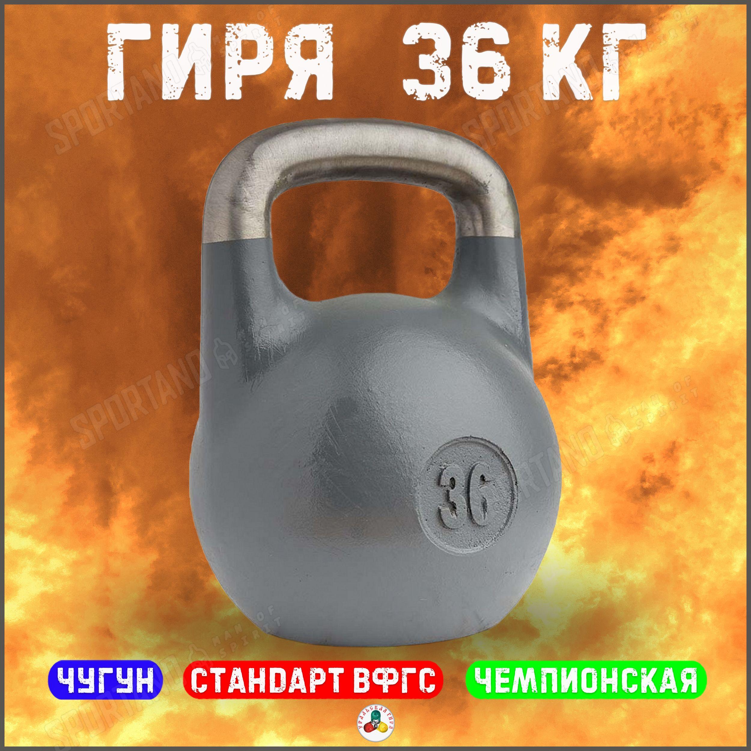 Гиря чемпионская Titan 36 кг (серая)