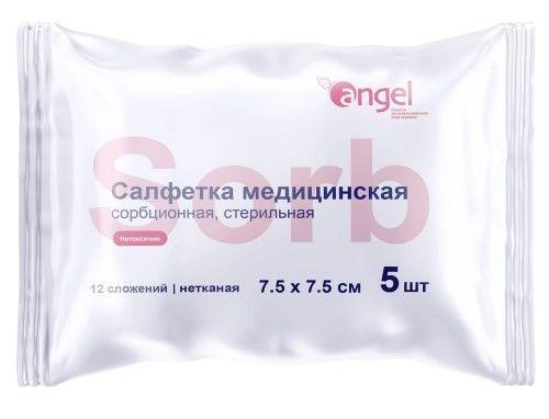 Angel | Салфетка медицин.сорбционная нетканая стер. 7,5смх7,5см 12-слойная №5 Angel