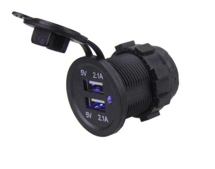 Розетка USB встраиваемая в авто 12V / 24V (DC 5V, 4.2А) 2USB