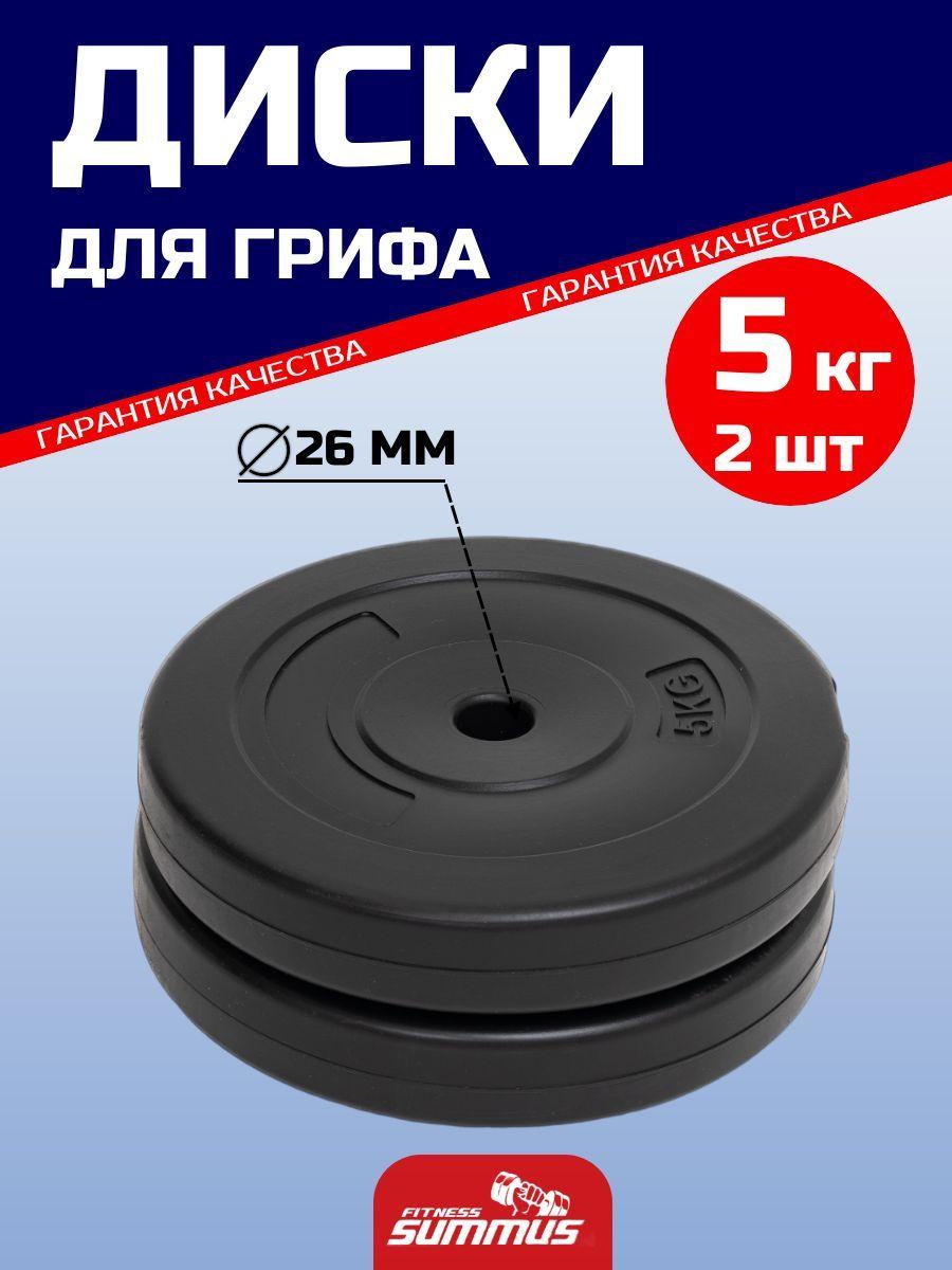 Диски для штанги Summus, пластиковые, 2 шт по 5 кг, d-26мм, 3010-139