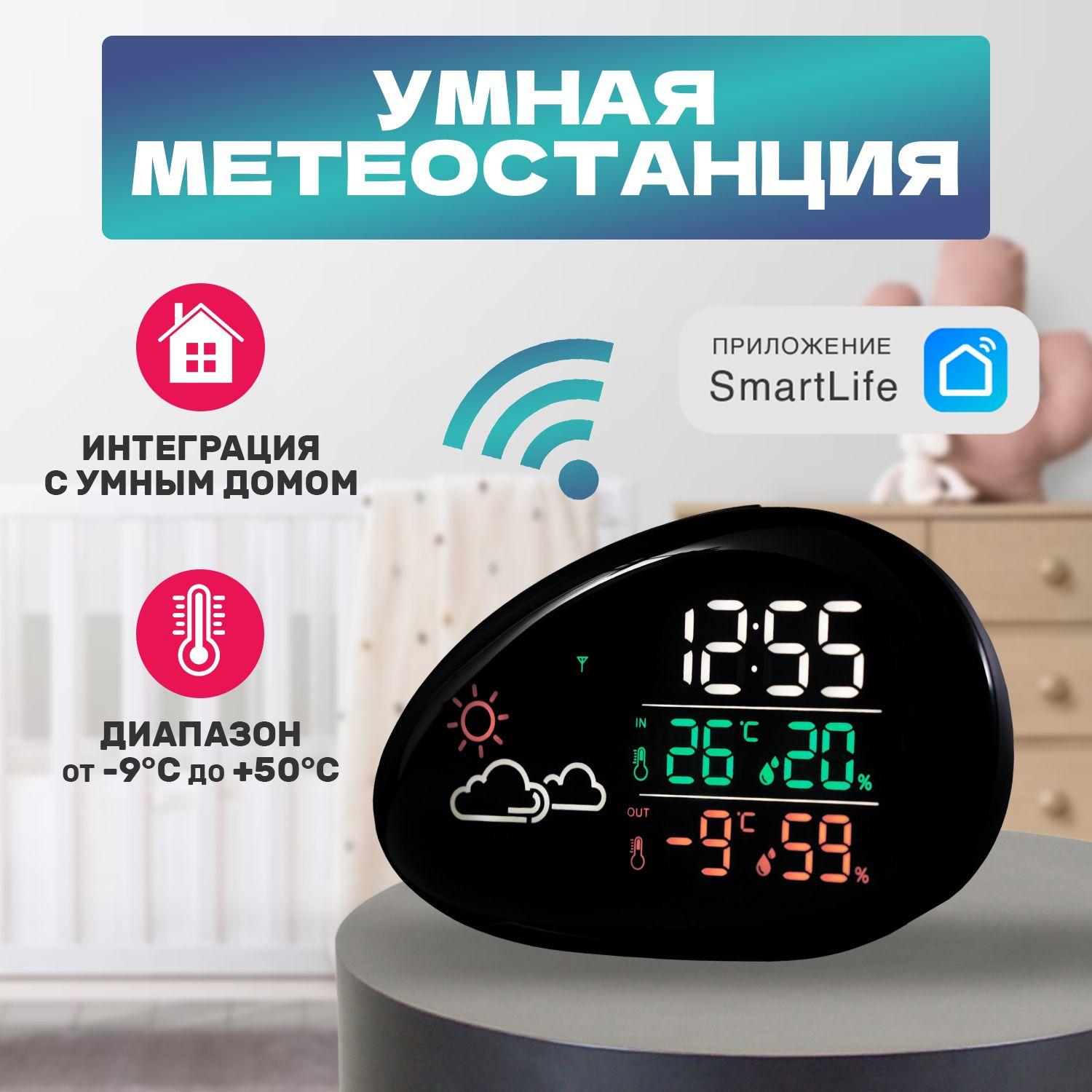 Метеостанция домашняя Wi-Fi USB термометр датчик влажности с функцией будильника и времени цветной дисплей