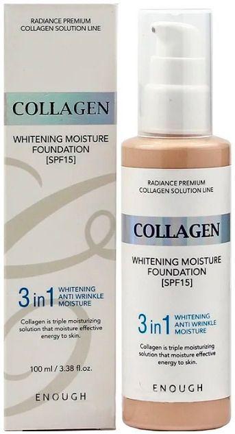 ENOUGH Тональный крем для лица с коллагеном 3 в 1 Тон 21 Collagen Whitening Moisture Foundation SPF 15, 100 мл