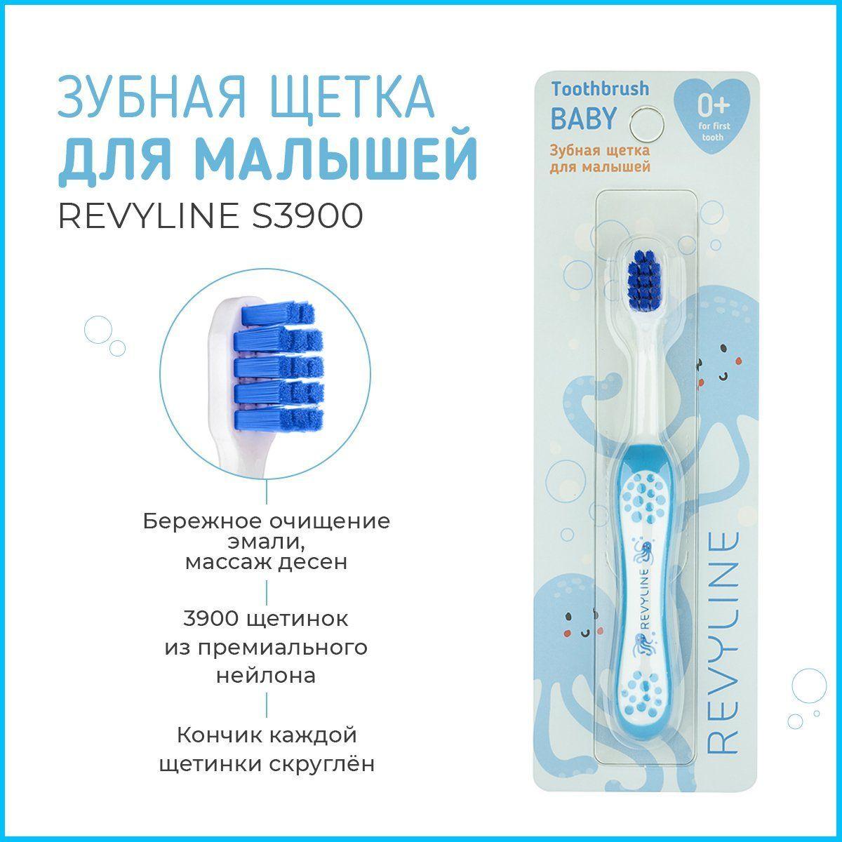 Зубная щетка Revyline Baby S3900, голубая, детская мягкая зубная щётка для зубов, для детей от 0 до 3 лет, для малышей, для новорожденных