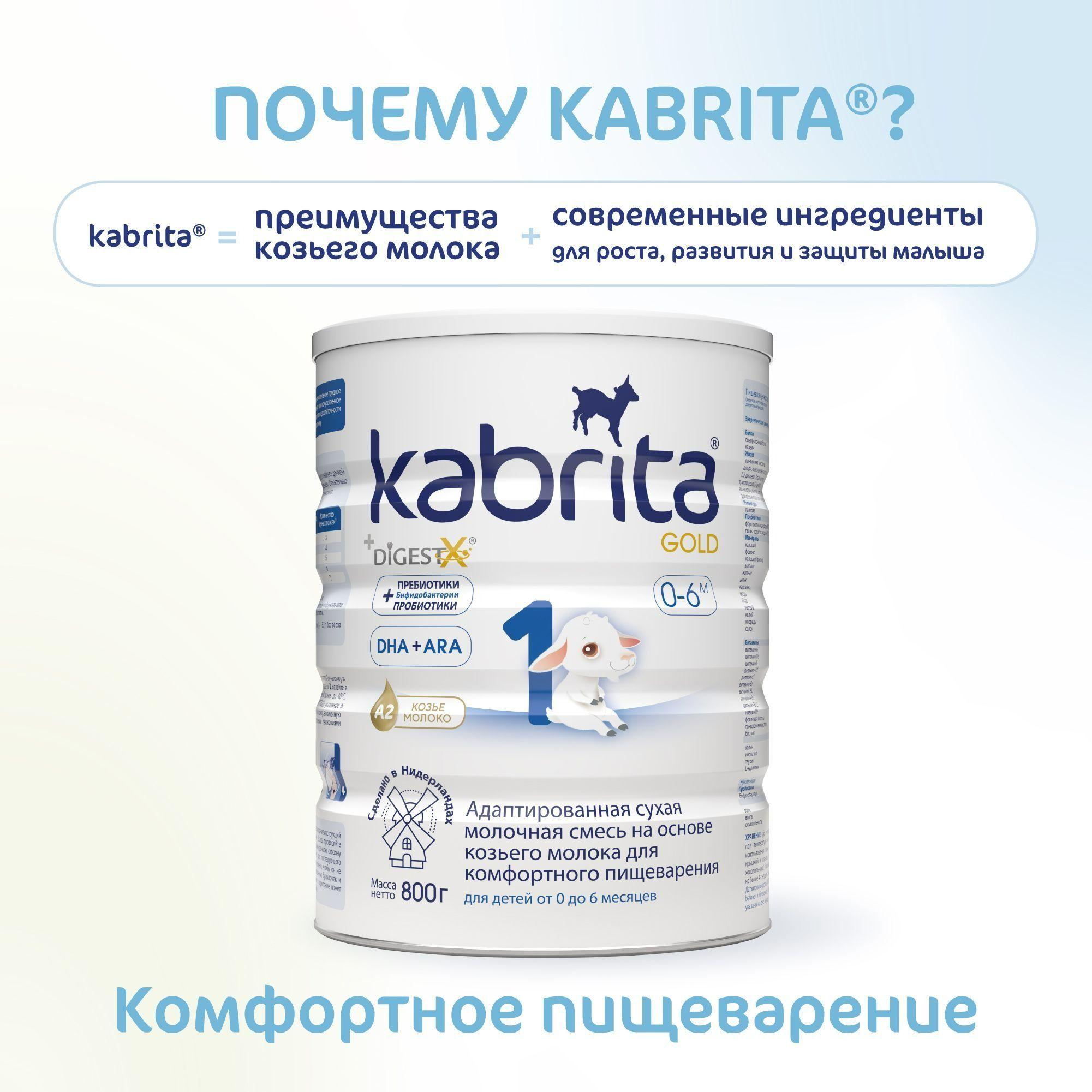 Молочная смесь Kabrita Gold 1, с рождения, на козьем молоке для комфортного пищеварения, 800 г