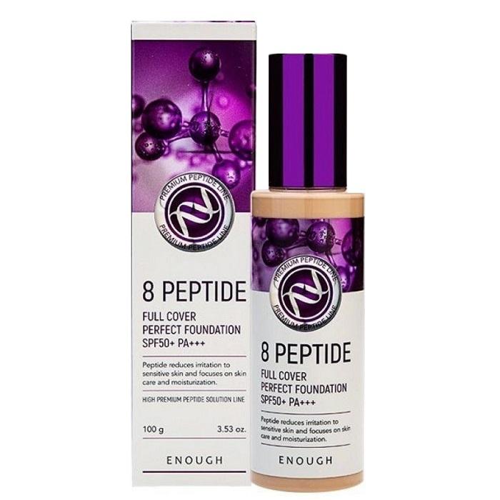 ENOUGH Тональный крем с пептидами 8 peptide Full Cover Perfect Foundation SPF50 тон 21 100 мл