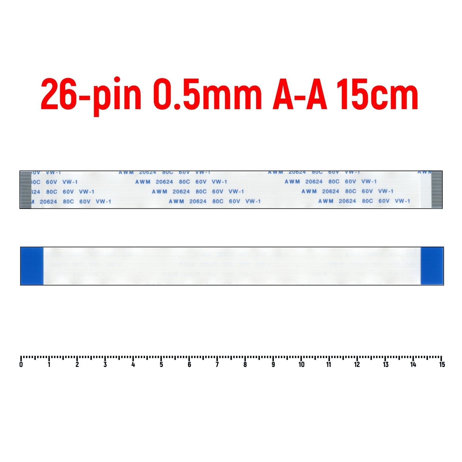 Шлейф FFC 26-pin Шаг 0.5mm Длина 15cm Прямой A-A AWM 20624 80C 60V VW-1