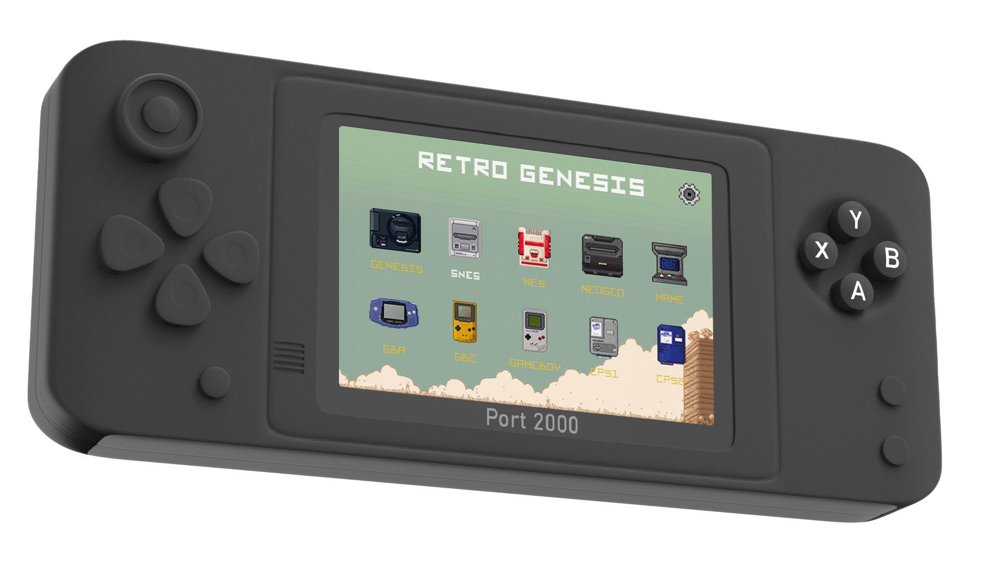 Портативная игровая приставка Retro Genesis Port 2000 (BL-862, 3,5 дюйма экран, 10 эмуляторов, черная, 3000+ игр, сохранения)