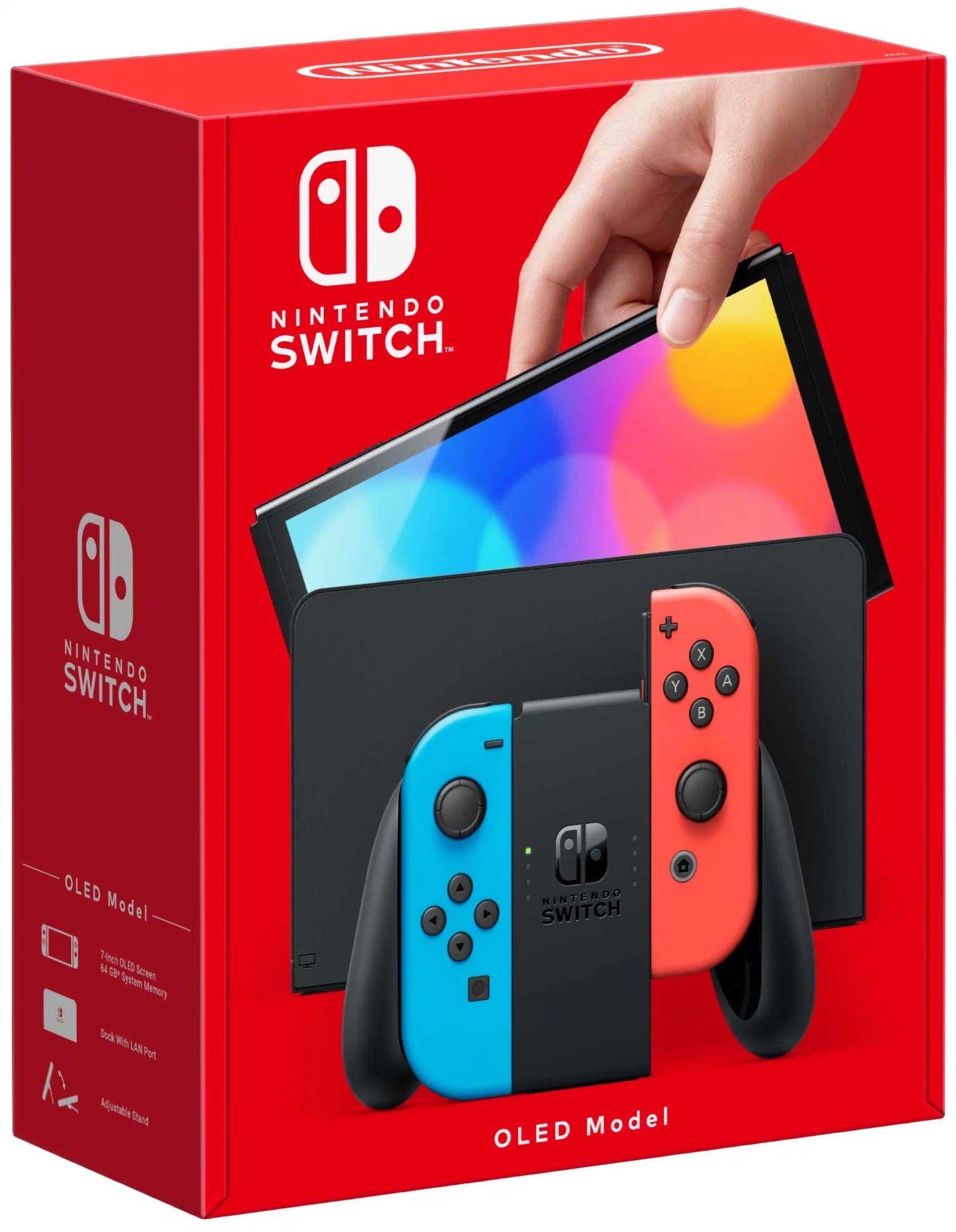 Игровая приставка Nintendo Switch OLED 64GB Неоновый/Синий/Красный Нинтендо Свитч