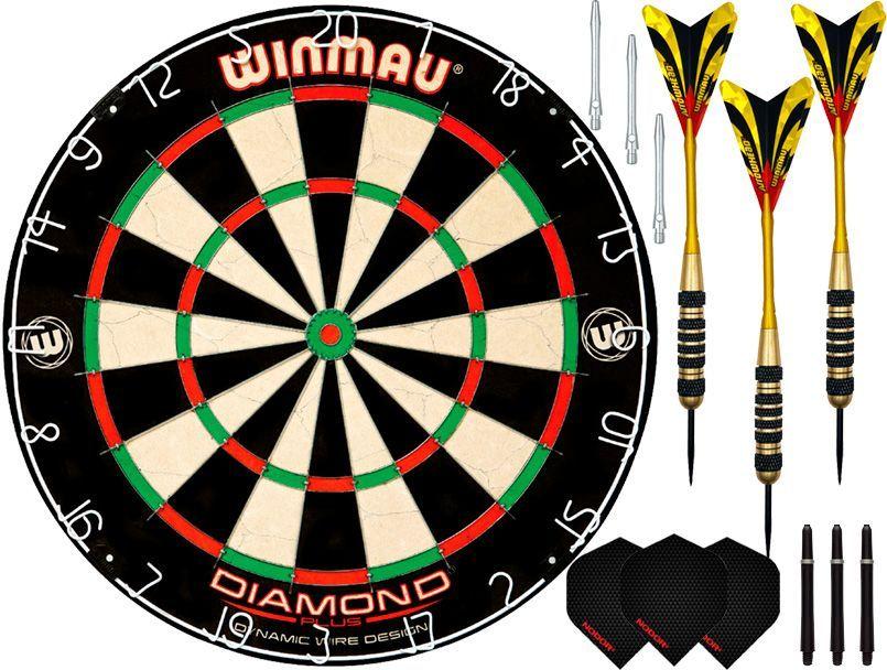 Комплект для игры в Дартс WINMAU S400. Сизалевая мишень с трехгранной проволокой.