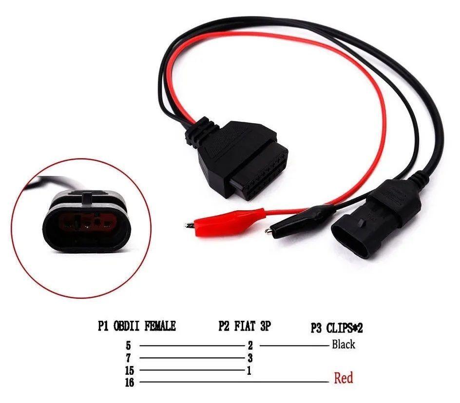 Конвертер адаптер переходник автомобильный диагностический Data Link Connector (DLC) 3pin на OBD2 16pin для Fiat, Chery, Lancia, Alfa Romeo