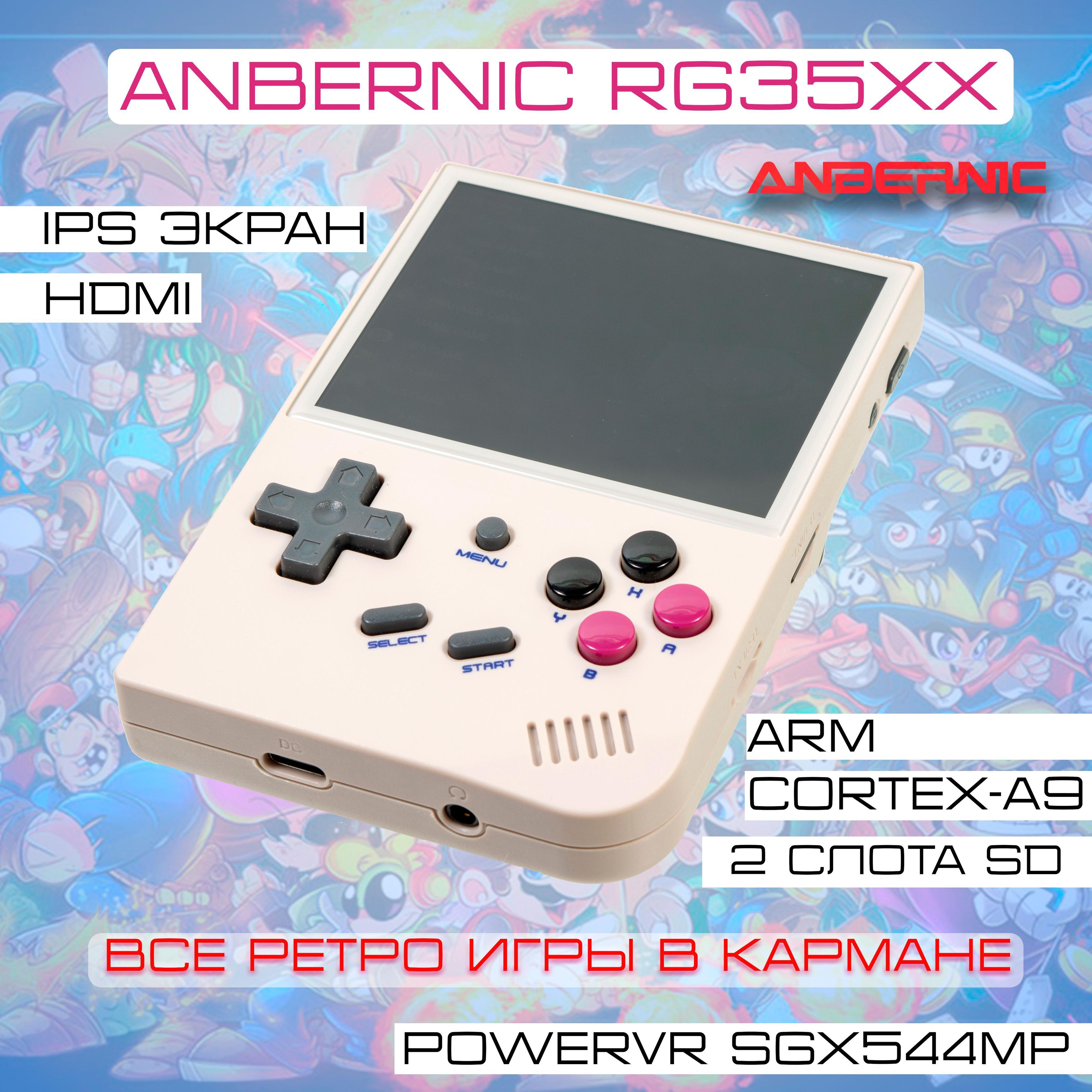 Anbernic RG35XX серая. Портативная игровая консоль. Приставка. Карта памяти 64ГБ. Полный набор игр.