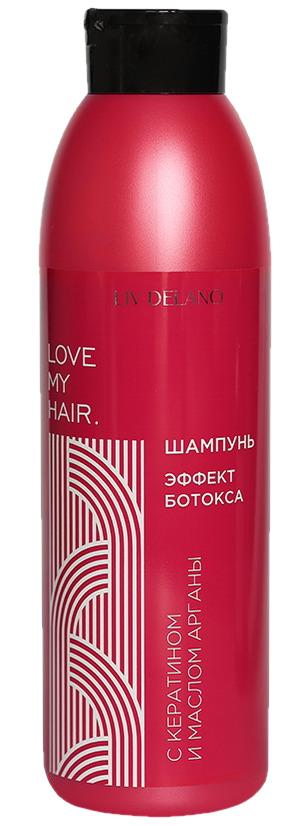 Liv Delano Шампунь для волос женский LOVE MY HAIR эффект ботокса с кератином и маслом арганы, 1000 мл