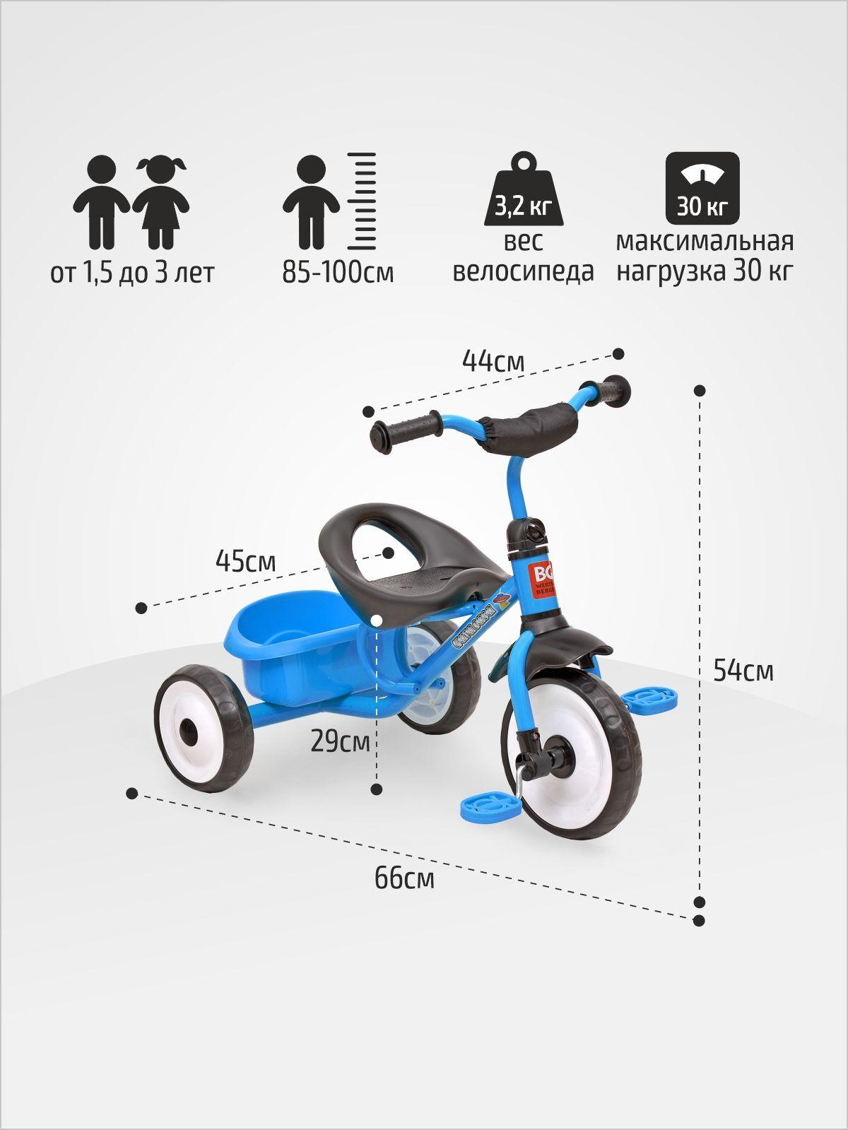 Велосипед детский без ручки TRIKE WERTER BERGER трехколесный синий