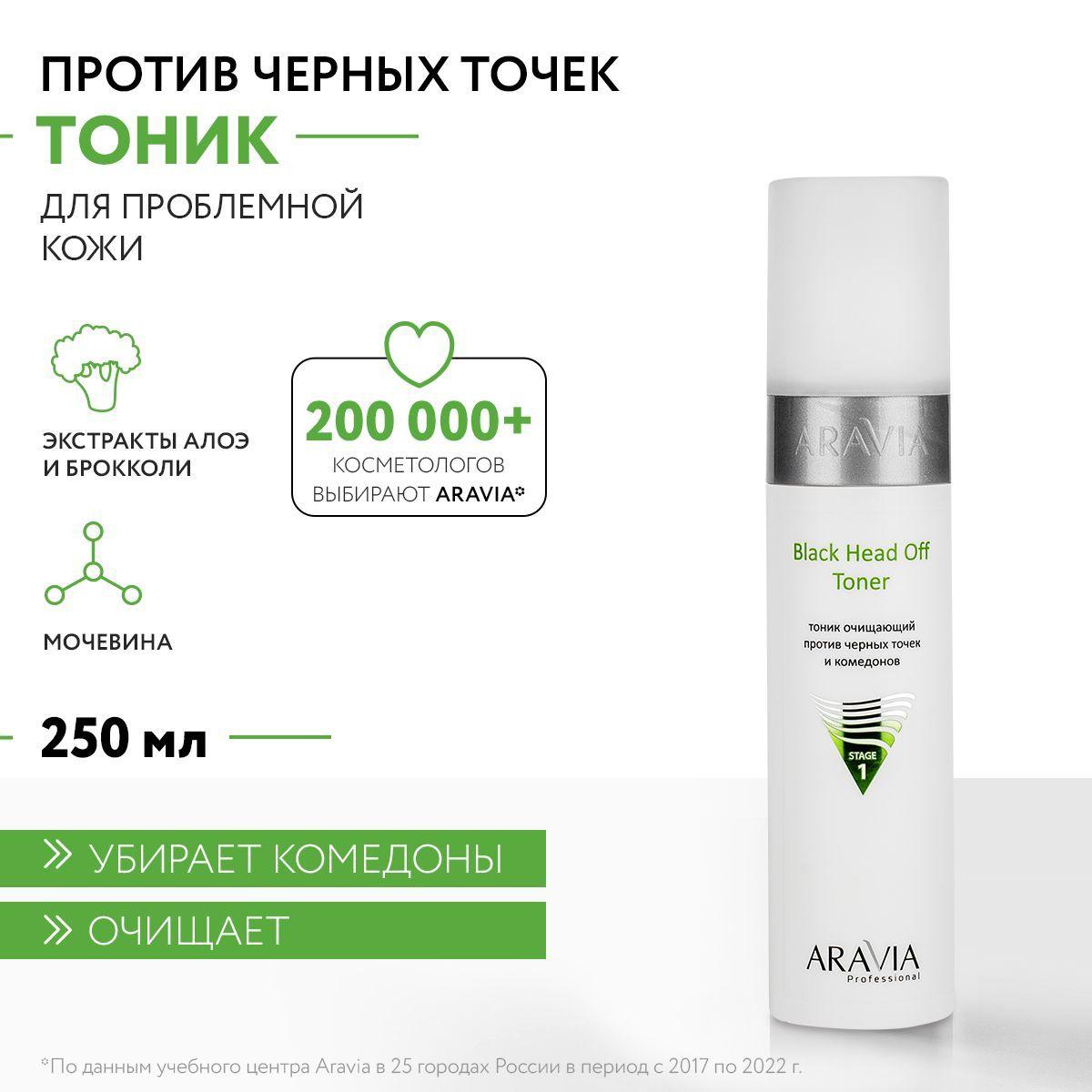 ARAVIA Professional Тоник очищающий против черных точек и комедонов для жирной и проблемной кожи Black Head Off Toner, 250 мл