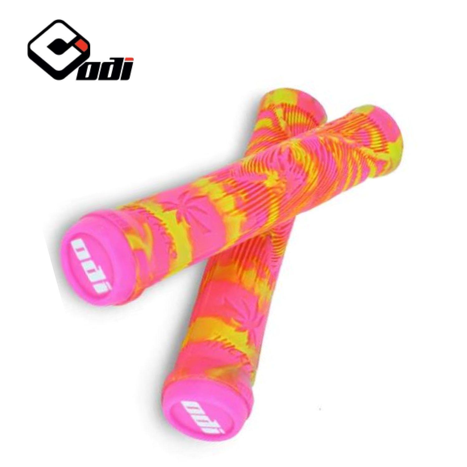 Грипсы ODI Hucker 160мм жёлто-розовые для BMX, самоката