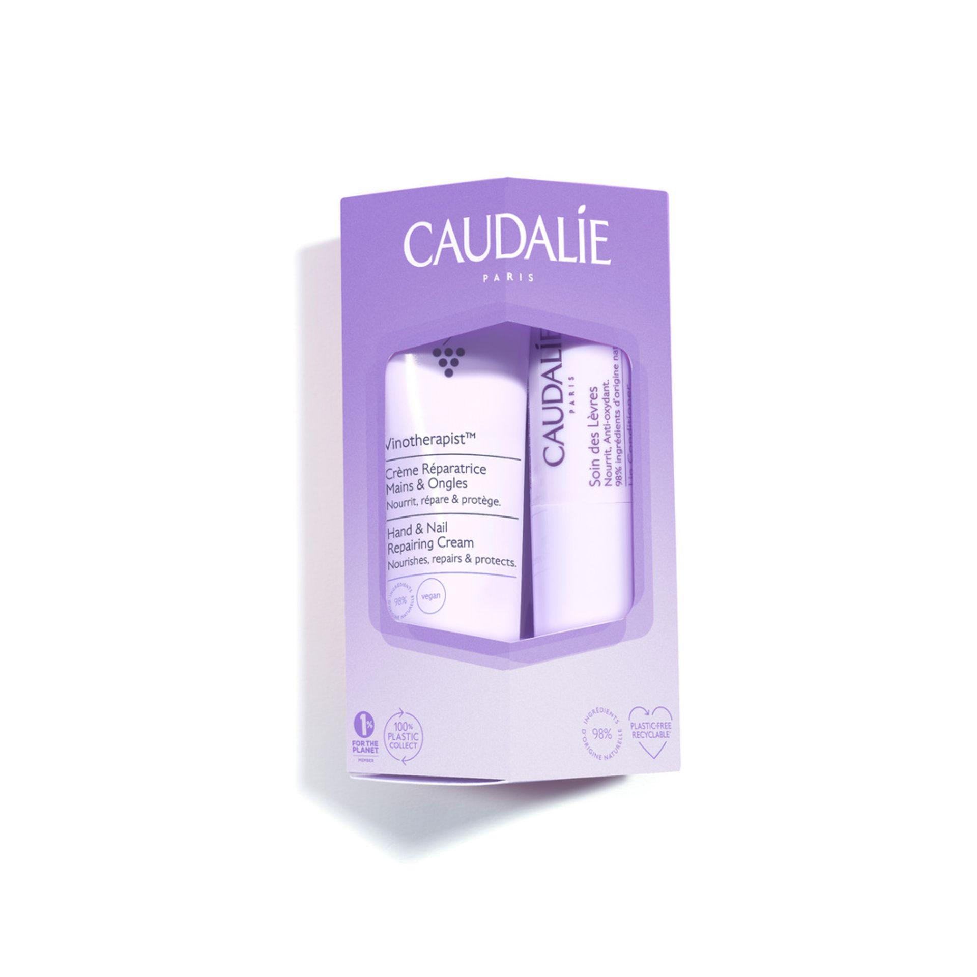 Caudalie Подарочный Набор Идеальный дуэт Изысканный крем для рук и ногтей 30 мл + Гигиеническая помада 4,5 гр