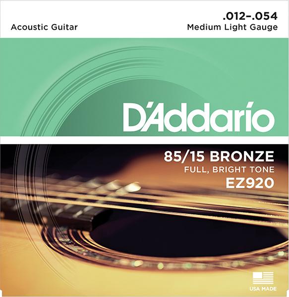 AMERICAN BRONZE 85/15 Струны для акустической гитары Medium Light 12-54 D'Addario EZ920