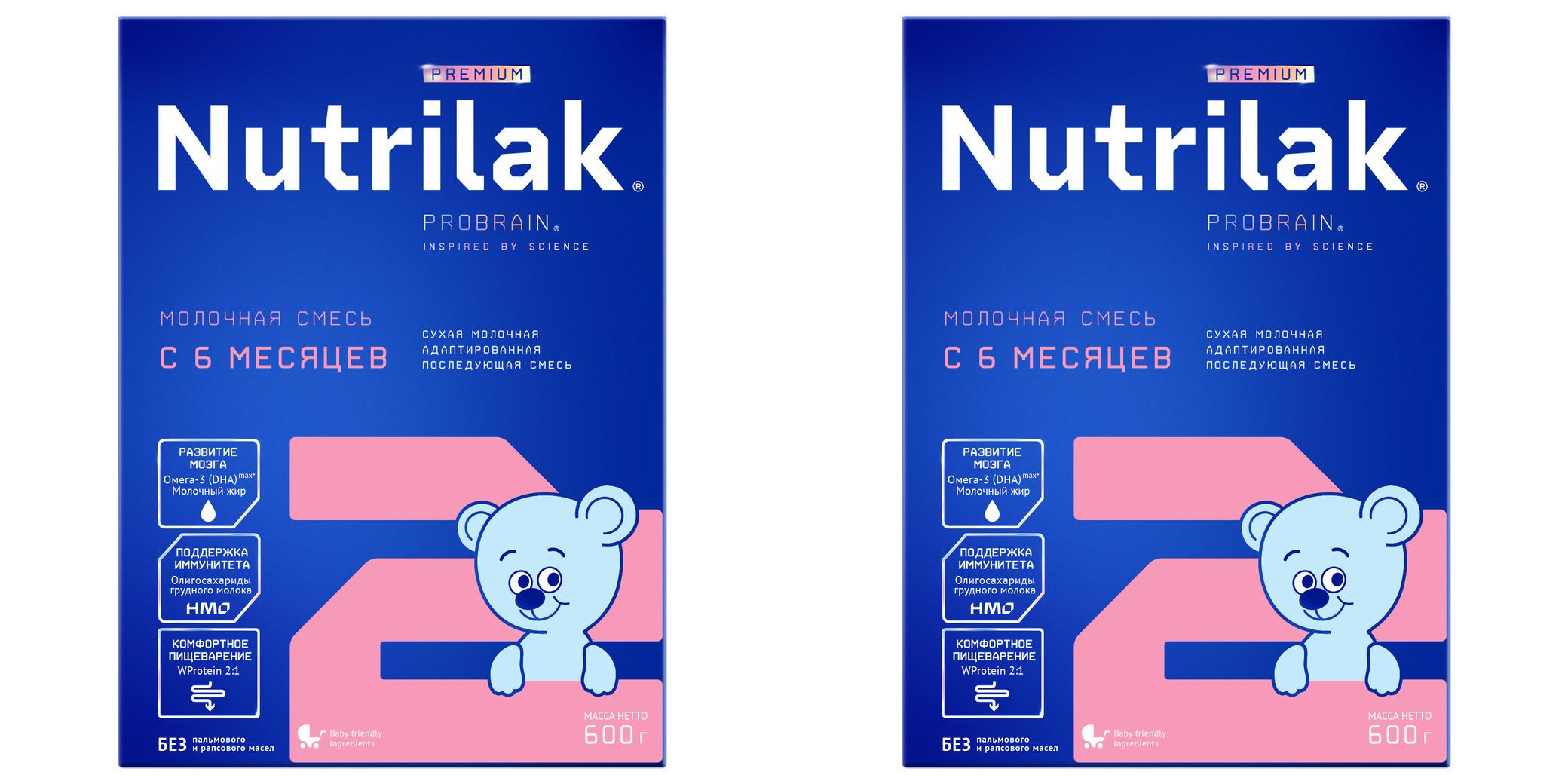 Молочная смесь Nutrilak Premium 2, с 6 месяцев, для поддержания иммунной системы, 600 грамм * 2 штуки