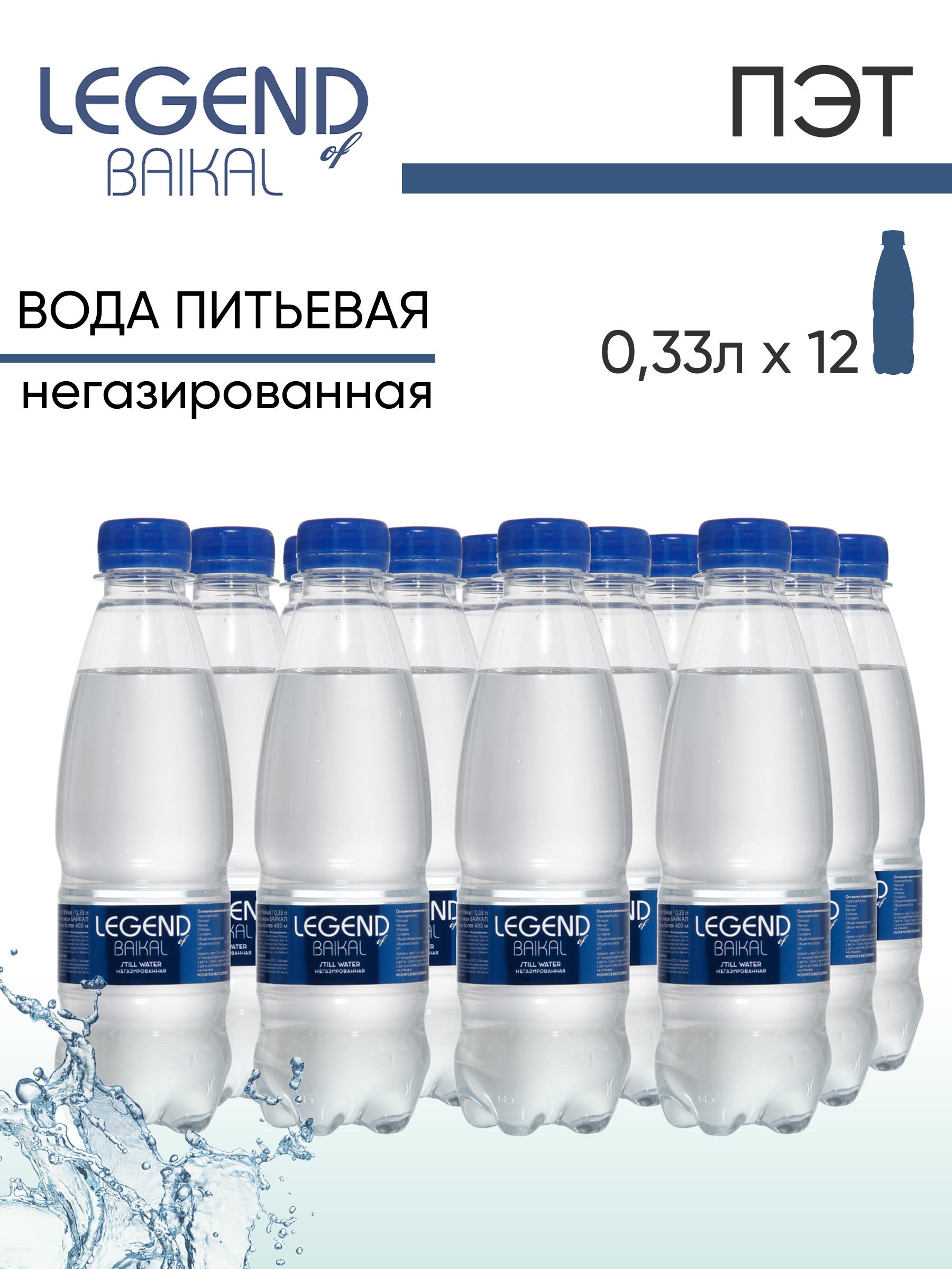 Вода питьевая "Легенда Байкала", негазированная, пластик, 12 шт. по 0,33 л "Legend of Baikal"