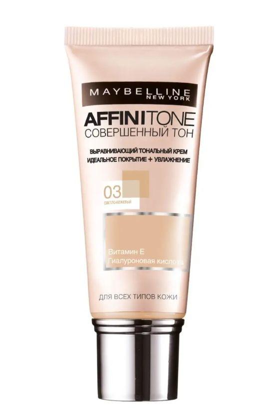 Maybelline New York Тональный крем для лица Affinitone №03 Светло-бежевый, увлажняющий/выравнивающий, Совершенный тон, 30 мл