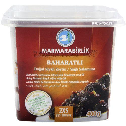 MARMARABIRLIK С приправой, калибровка 2XS, 400 гр, вяленые маслины (BAHARATLI)