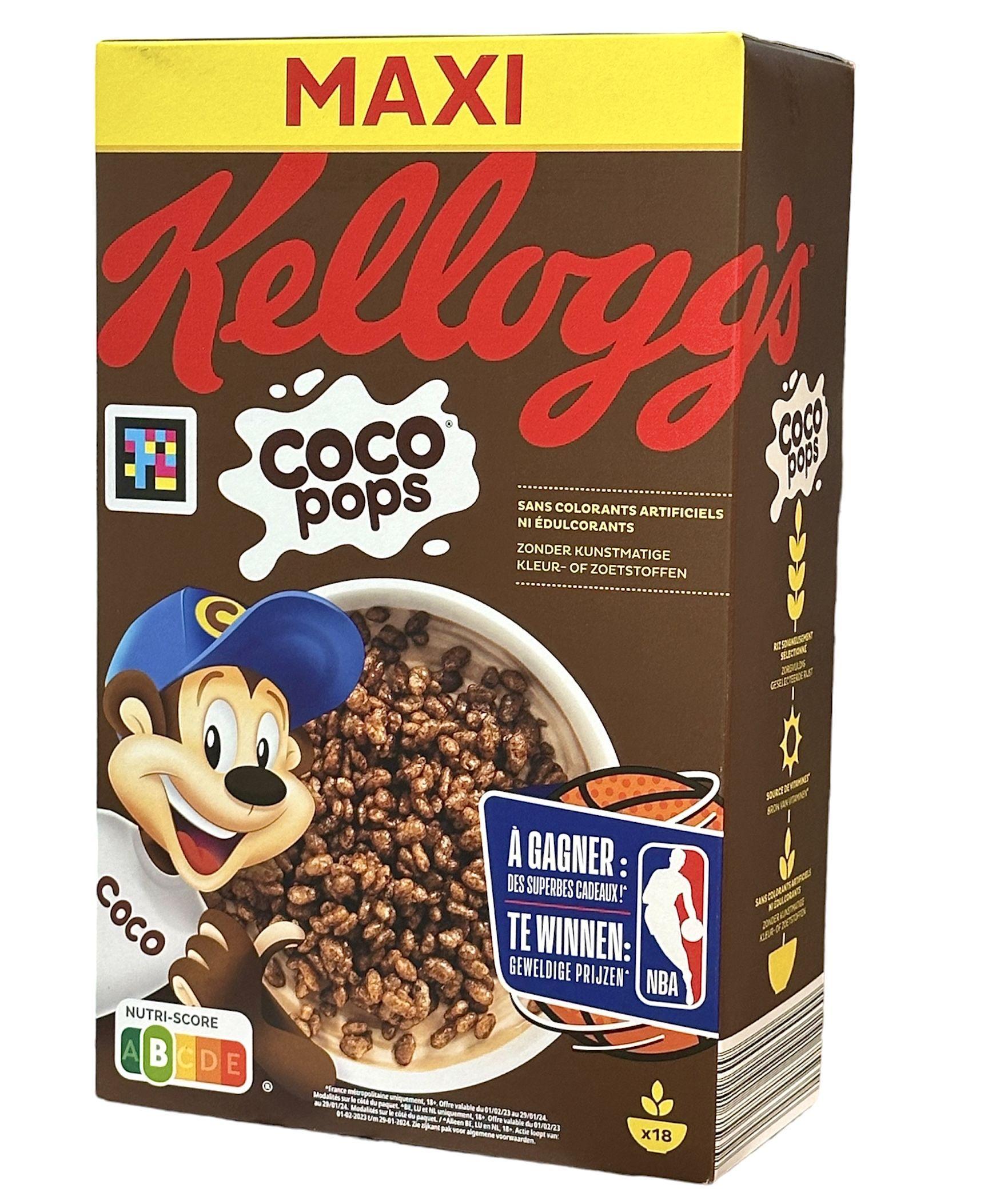 Готовый завтрак Kellogg's Coco Pops MAXI хрустящие шоколадные рисовые шарики, 550г , Франция