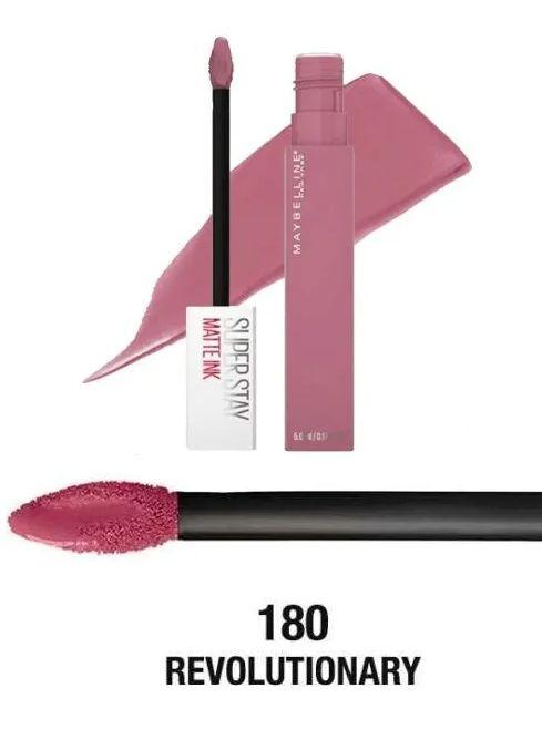 MAYBELLINE NEW YORK Помада для губ Super Stay Matte Ink, тон 180 Revolutionary, жидкая суперстойкая матовая, 5 мл