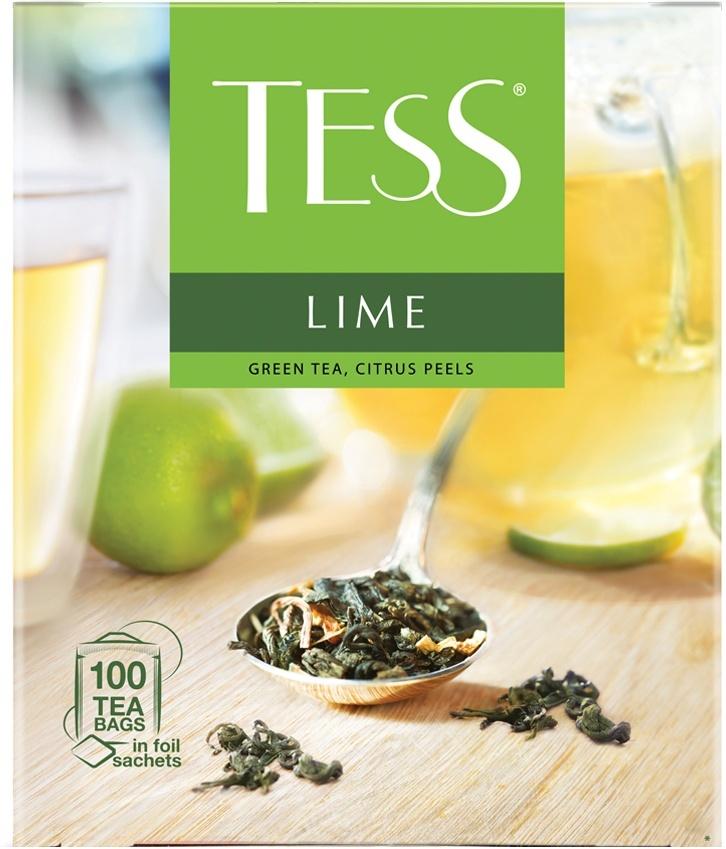 Чай в пакетиках зелёный Tess Lime, 100 шт