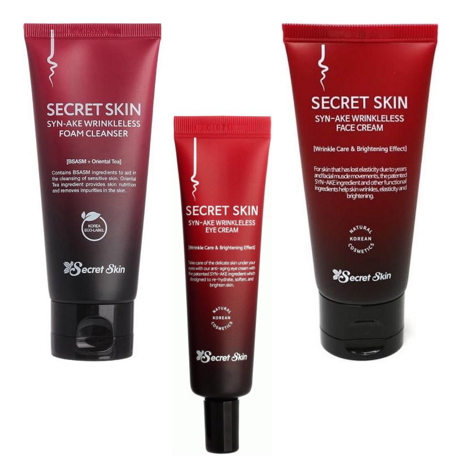 Secret Skin Syn-Ake Wrinkleless 3 set антивозрастной набор с пептидом змеиного яда