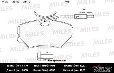 MILES Колодки тормозные дисковые Передние, арт. E100128