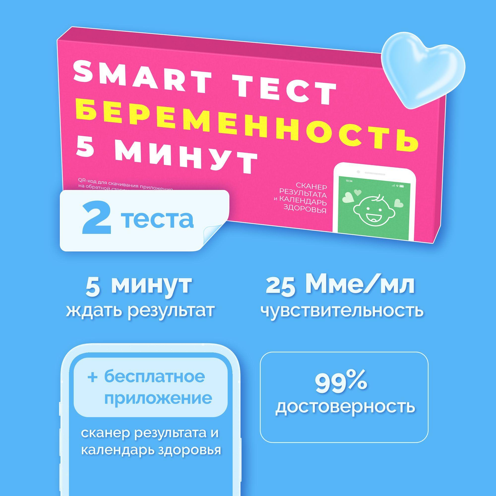 Тест на беременность SMART ТЕСТ, 2 шт