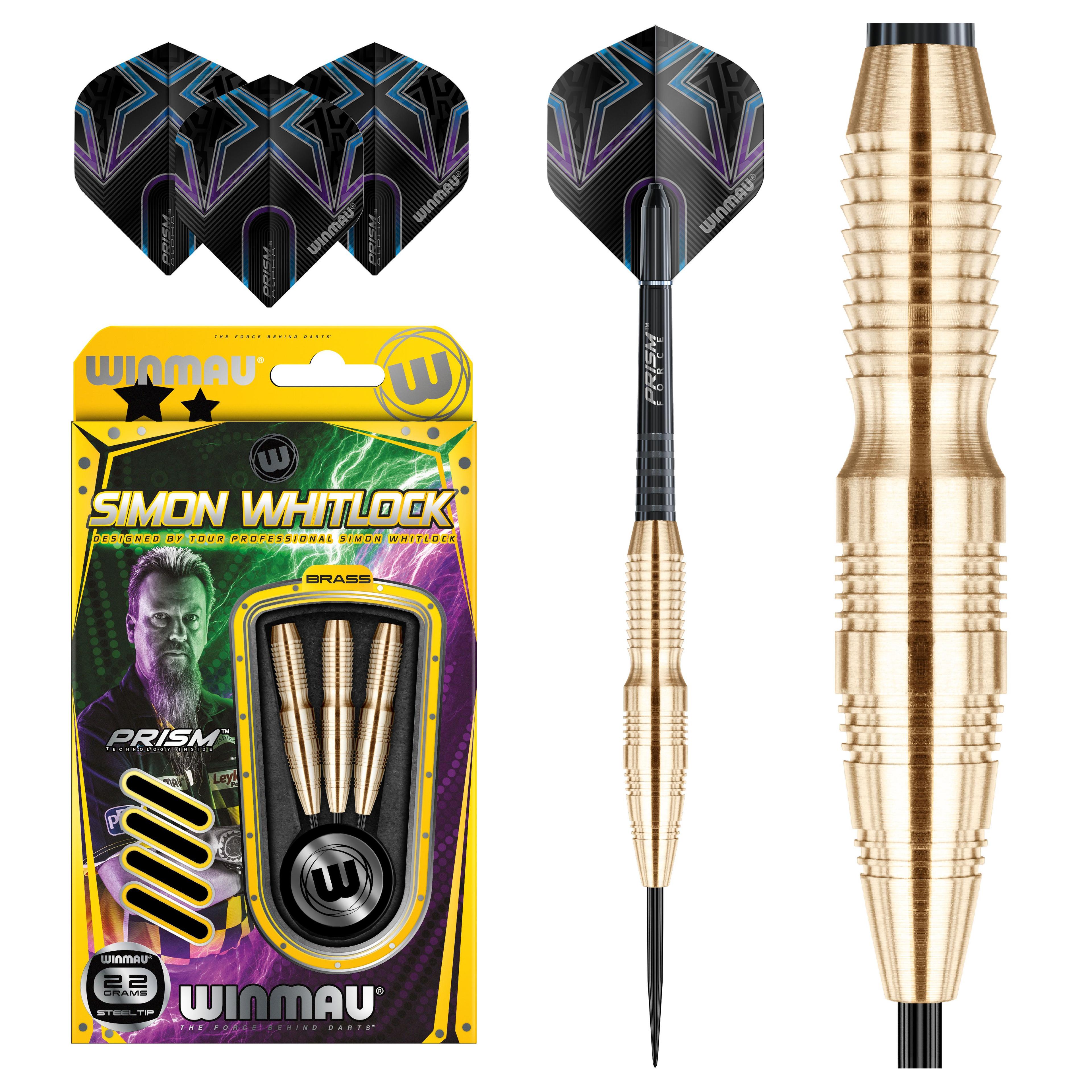 Дротики 22гр WINMAU SIMON WHITLOCK BRASS steeltip для игры в Дартс