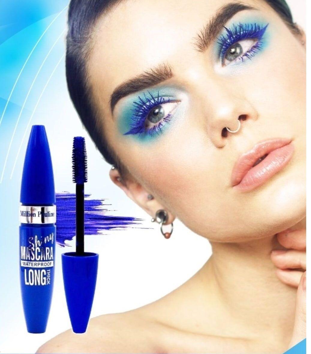 Тушь для ресниц синяя Million Pauline Shiny Mascara Waterproof Long Thick водостойкая удлиняющая