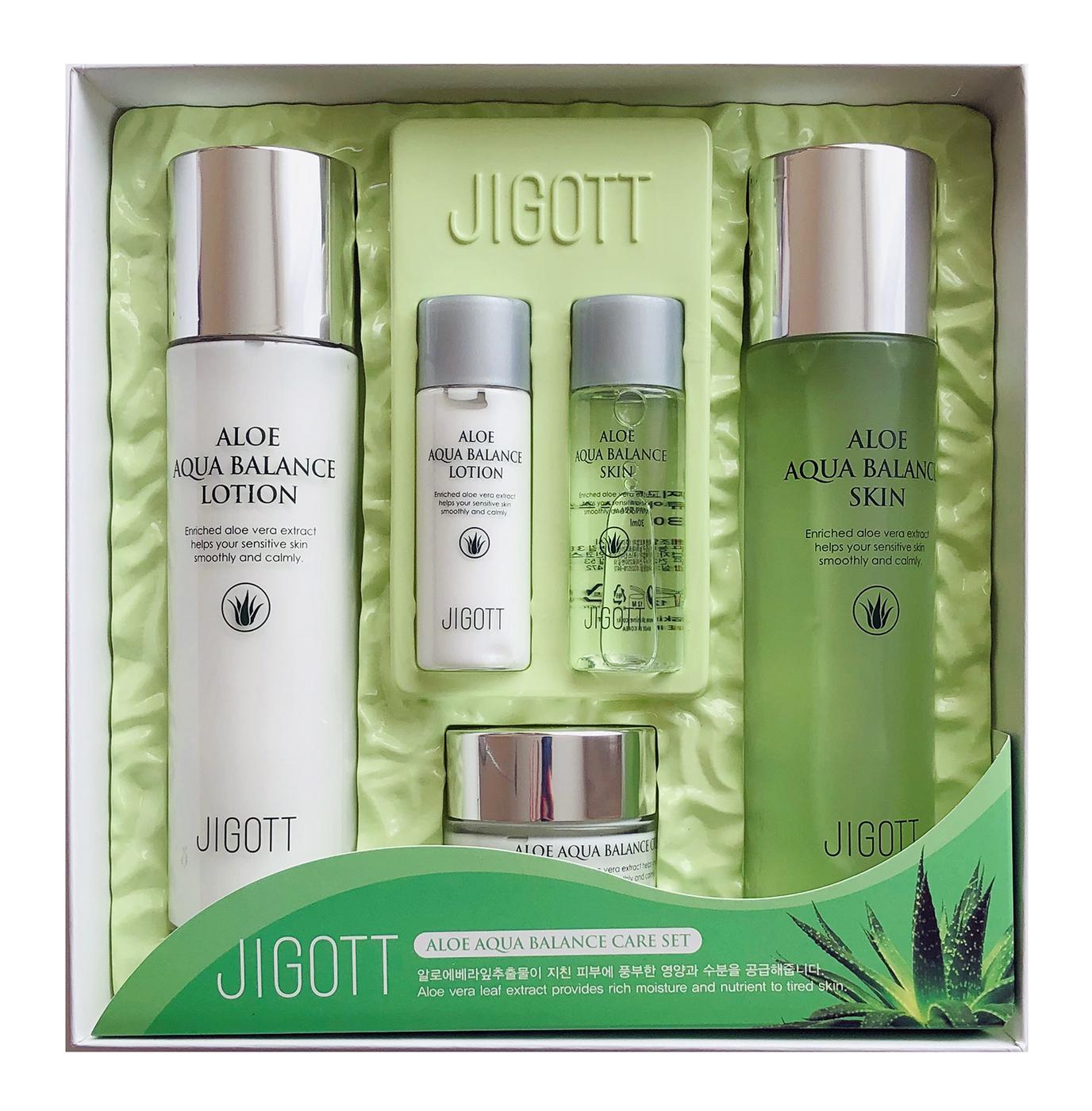 Jigott Набор для ухода за кожей с экстрактом алоэ Jigott Aloe Aqua Balance Skin Care Set3, 150 мл+150 мл+50 мл