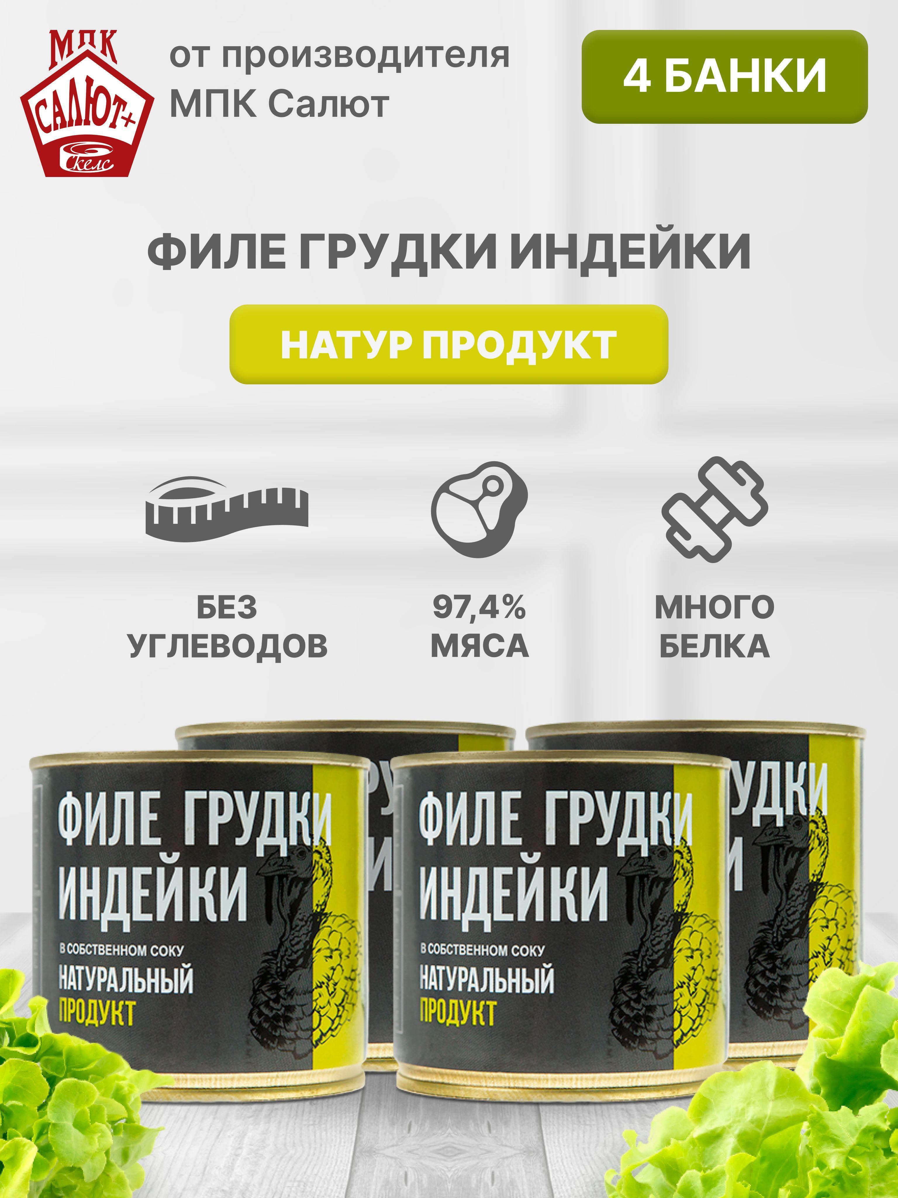 Филе грудки индейки ЗОЖ "Натур продукт" мясные консервы, тушенка 250 гр 4 шт