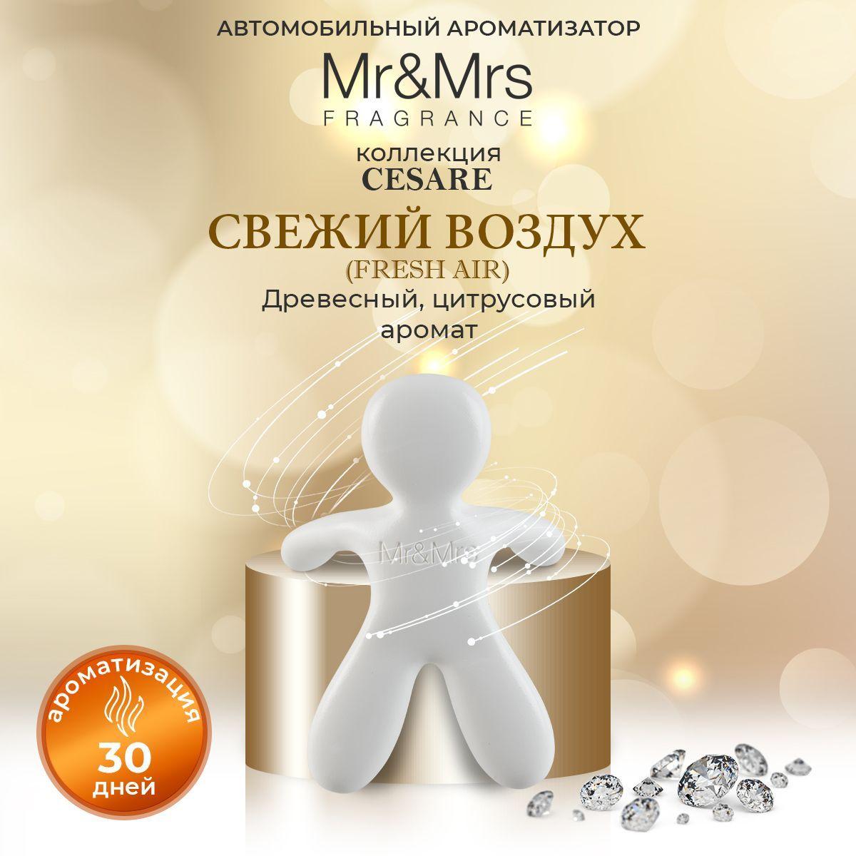 Ароматизатор для автомобиля на дефлектор человечек Mr&Mrs Fragrance Cesare Fresh Air Свежий Воздух белый