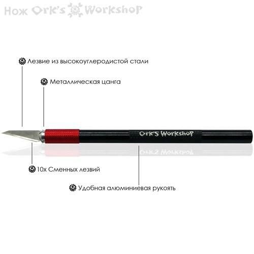 Нож Скальпель Макетный Ork's Workshop M + 10 запасных лезвий