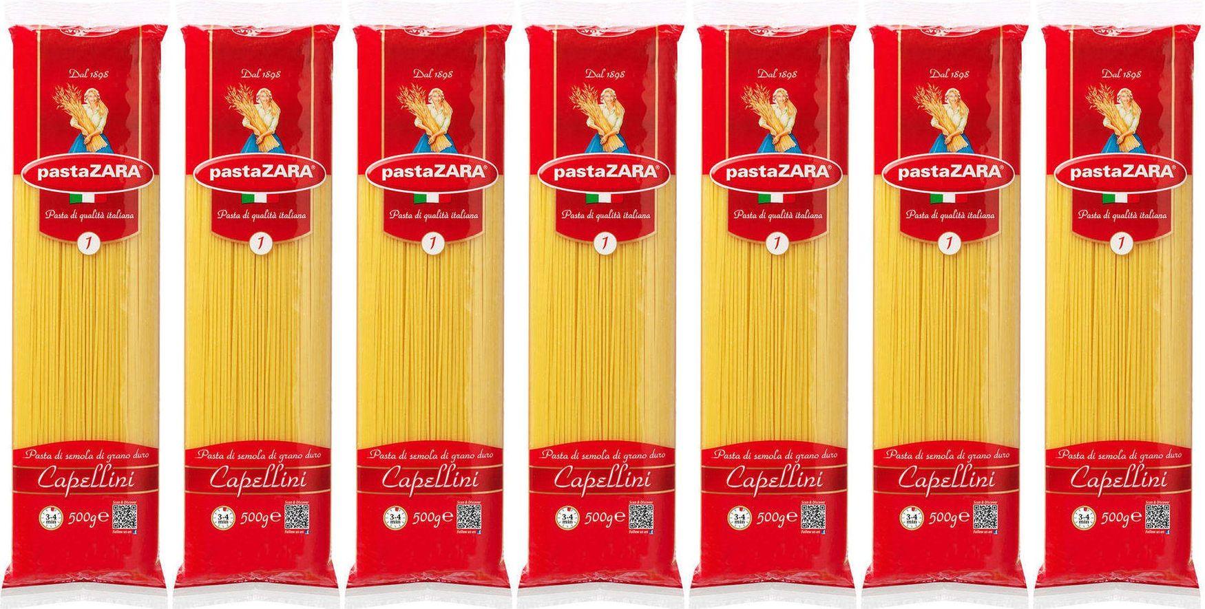 Макаронные изделия Pasta Zara No 1 Capellini Спагетти, комплект: 7 упаковок по 500 г