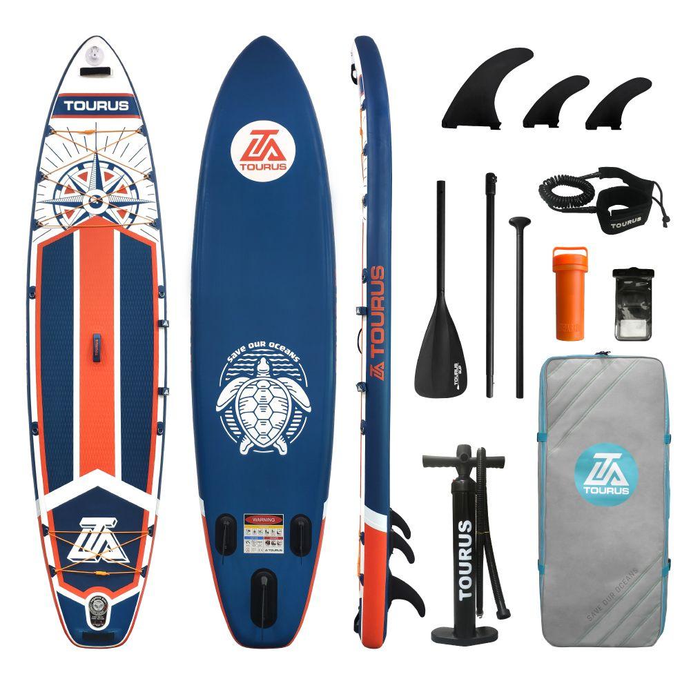 Надувная серфинг доска SUP board TOURUS 11.6 NAVIGATOR (350х84х15 см) с рюкзаком, веслом, насосом и страховочным лишем