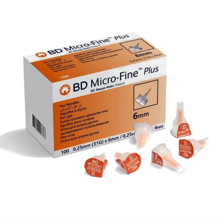 Иглы для шприц-ручки BD Micro-Fine Plus, 0,25 мм (31G) х 6 мм, 100 шт