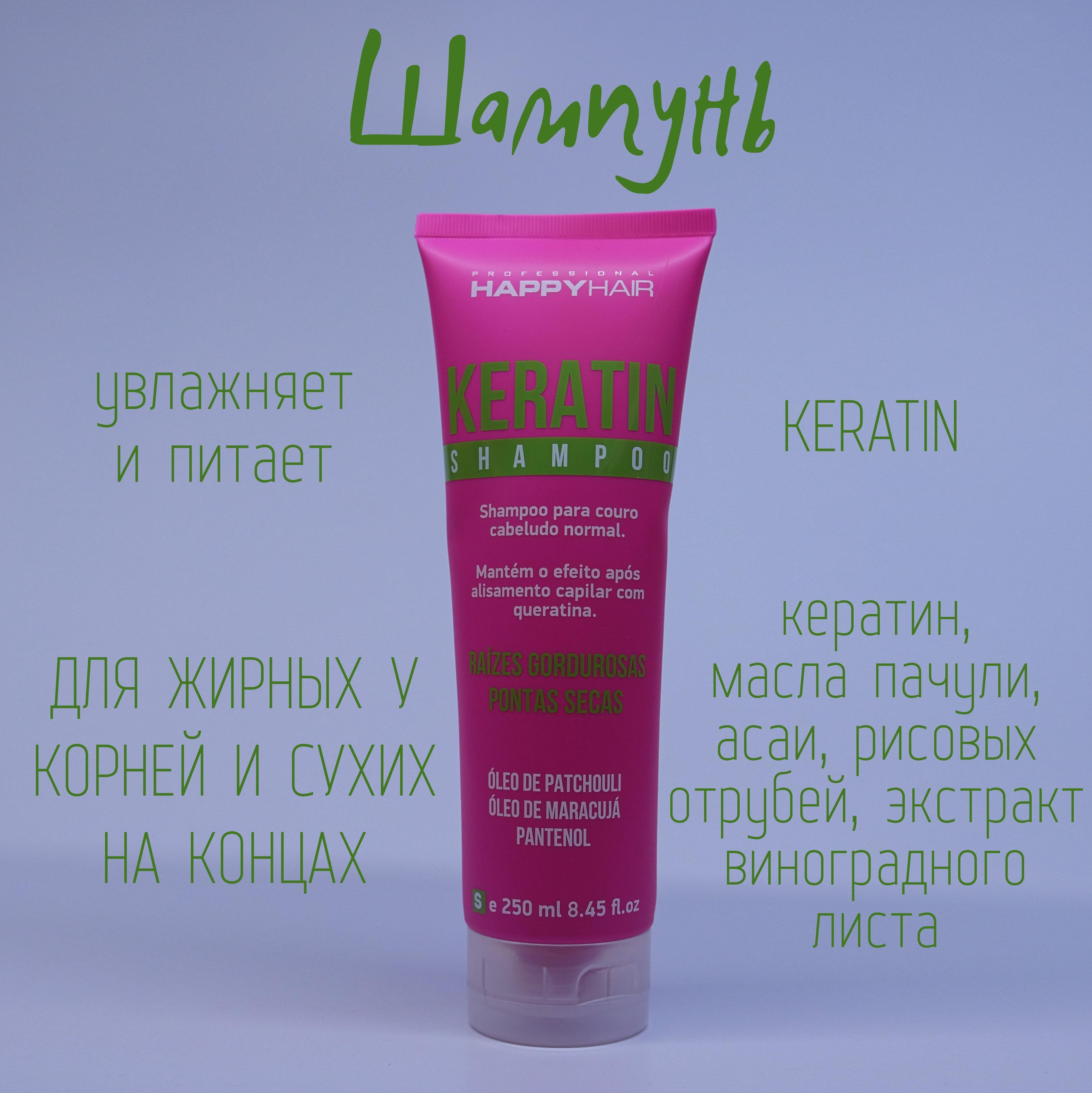 Бессульфатный шампунь для волос Happy Hair Professional Keratin