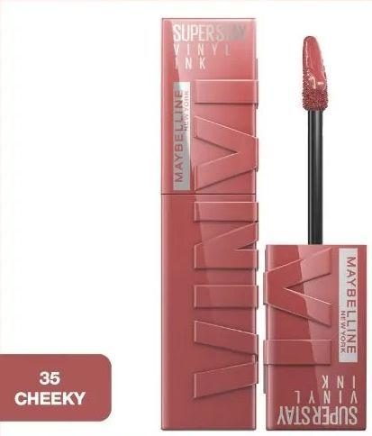 Maybelline New York Помада для губ Super Stay Vinyl Ink, 35 Cheeky, жидкая стойкая сияющая, 4.2 мл