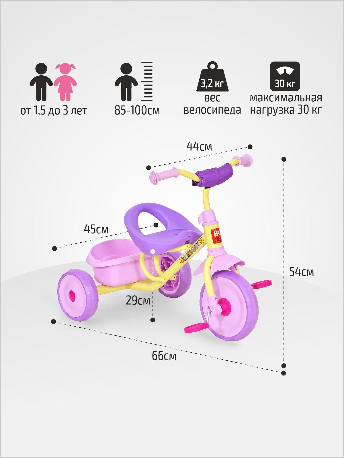 Велосипед детский без ручки TRIKE WERTER BERGER трехколесный фиолетовый