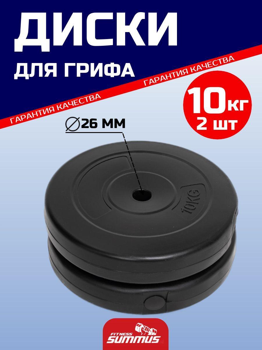 Диски для штанги Summus, пластиковые, 2 шт по 10 кг, d-26мм, 3010-141