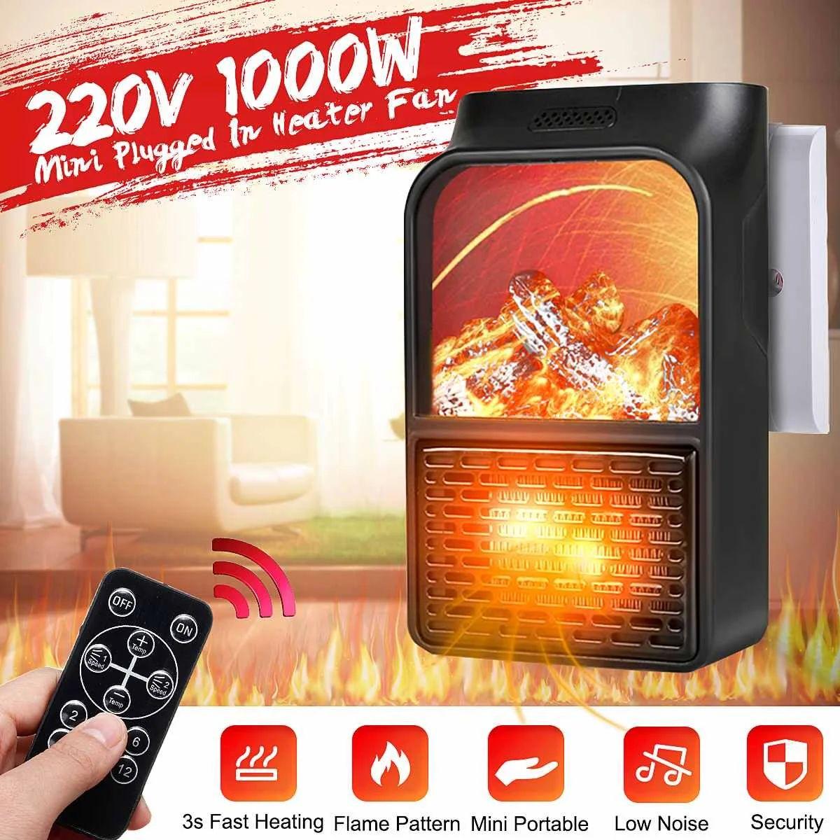 Портативный мини камин с LCD дисплеем Flame Heater 1000W/ имитация огня